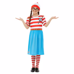 Girls Where's Wally Deluxe Fancy Dress Costume