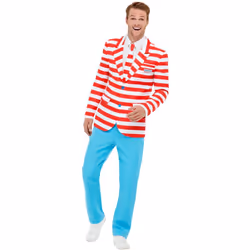 Mens Adults Where's Wally Official Licensed Fancy Dress Suit