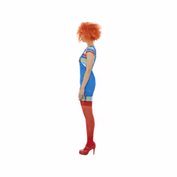 Chucky costume lady blue with uppers and short dungarees dress costume for women Size