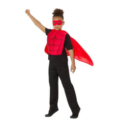 Kids Superhero Kit Red, Eyemask EVA & Cape,Boys Fancy Dress Age 8-12