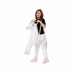 Girls Ride On Unicorn Fancy Dress Costume One Size
