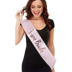Hen Party Sash Pink & Gold With Scalloped Edge - Bride To Be, Bride Tribe, Team Bride - Team Bride
