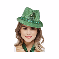 Adults Paddy's Day Light Up Sequin Trilby Hat