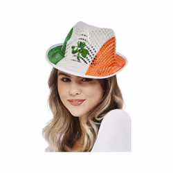 Adults Paddy's Day Irish Flag Sequin Trilby Hat