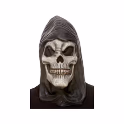 Hooded Skeleton Latex Mask, White