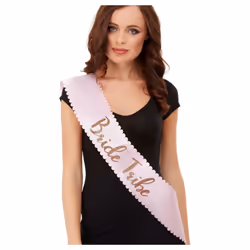 Hen Party Sash Pink & Gold With Scalloped Edge - Bride To Be, Bride Tribe, Team Bride - Bride Tribe