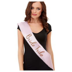 Hen Party Sash Pink & Gold With Scalloped Edge - Bride To Be, Bride Tribe, Team Bride - Bride Tribe