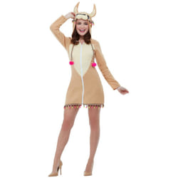 Lama costume ladies brown hooded dress ladies costume Size - gold, XS
