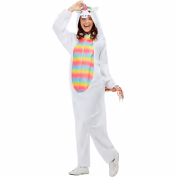 Unicorn Costume White hooded jumpsuit Size - multicoloured, M