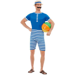 Mens 1920s Bathing Suit Fancy Dress Costume Medium