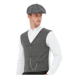 Mens Peaky Gangster Fancy Dress Kit - Waistcoat & Flat Cap