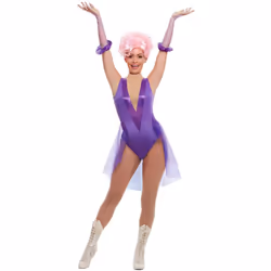 Trapeze artist costume ladies purple with bodysuit and gloves Female costume Size - multicoloured, S