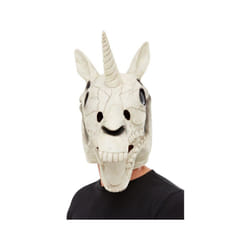 Unicorn Skull Latex Mask, White, White