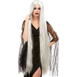 Womens Extra Long Halloween Wig Grey Fancy Dress Accessory