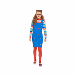 Chucky costume children blue with dress and headpiece costume Size - multicoloured, Child 4-6 Years