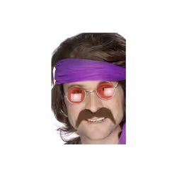 Brown Men's Self Adhesive 70's Moustache - moustache brown tash fancy dress 70s seventies mens 1970s smiffys disco