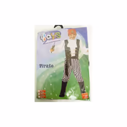 Pirate Costume, Black & White, Shirt, Trousers, Boot Covers, Headscarf, Belt -  pirate costume fancy dress boys smiffys kids  ...