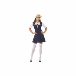 Smiffy's School Girl Costume, Dress,tie And Boater Hat, Size: 8-10, Colour: - school girl costume fancy dress ladies uniform ...