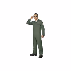 Smiffy's Adult Men's Aviator Costume, Zip Up Jumpsuit, Troops, Serious Fun, -