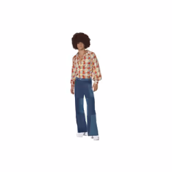 Smiffy's Adult Men's 1970's Retro Costume, Shirt And Patchwork Denim, 70 Disco, - costume retro mens fancy dress adult disco ...