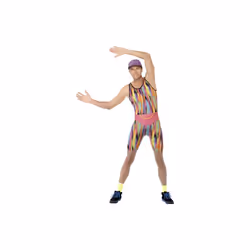 Smiffy's Adult Men's Aerobics Instructor Costume, Bodysuit, Hat And Bum Bag, -  costume mens mr fancy dress aerobics motivato ...