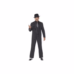 Smiffy's Adult Men's Vintage Gangster Boss Costume, Jacket, Tie, Waistcoat Mock -