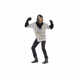 Smiffy's Men's Mutant Monkey Costume, Top With Fur Arms And Latex Mask, Size: -