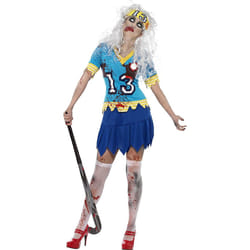 Smiffy's Women's Zombie Hockey Player Costume, Top, Skirt and Headband, High School Horrors, Size 16-18, Colour: Multi, 24367