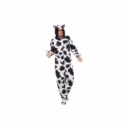 Smiffy's Adult Unisex Cow Costume, All In One Jumpsuit, Size: L, Colour: Black - cow costume fancy dress adult farm animal m ...