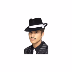 Adult's Black Gangster Hat - Al Capone Fancy Dress Mafia Accessory Trilby Mens - hat al capone gangster black fancy dress ma ...