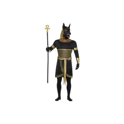 Smiffy's Adult Men's Anubis The Jackal Cosutme, Tunic, Collar, Arm Cuffs, - -  anubis costume jackal fancy dress halloween mens egyptian god