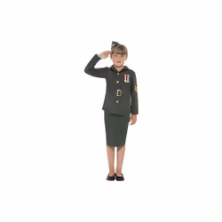 Smiffy's Children's WW2 Army Girl Costume, Jacket, Skirt, Attached Belt And - - army costume ww2 fancy dress girl girls unif ...