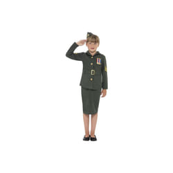 Smiffy's Children's WW2 Army Girl Costume, Jacket, Skirt, Attached Belt And - -  army costume ww2 fancy dress girl girls uniform 1940s world war