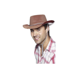 Smiffy's Cowboy Hat Flock - Brown -  hat cowboy fancy dress brown cowboys costume unisex