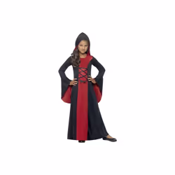 4-6 Years Red & Black Girls Vamp Costume - costume girls dress fancy halloween hooded vampire robe smiffys childrens kids ne ...