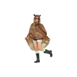 Tiger Party Poncho, Tiger Print, With Drawstring Bag -  poncho party tiger festival fancy dress ladies animal costume mens adult waterproof smiffys