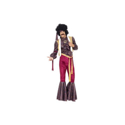 Smiffy's Adult Men's 70's Psychedelic Rocker Costume, Flares, Top With Attached -