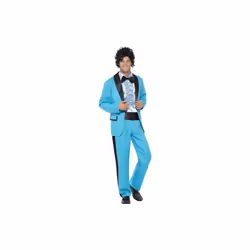 Smiffy's Adult Men's 80's Prom King Costume, Jacket, Trousers And Mock Tuxedo - prom king costume fancy dress 80s mens outfi ...