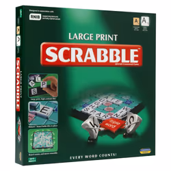 | Large Print Scrabble: Extra board with clear, large-print text and letter tiles | Games | Word | For 2-4 Players | Ages 10+ ...