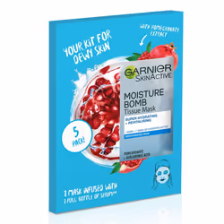 Garnier Moisture Bomb PomegranateHydrating Face SheetMask 5Pk Box 160g