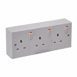 White Triple Switched Socket with Back Box