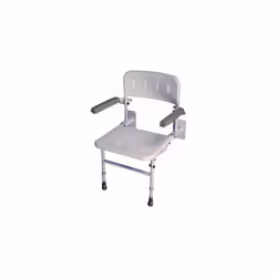 Aidapt Solo Standard Shower Seat with Legs and Backrest Padded Arms,Wall Mounted,Fold Flat Against Wall,Clip On/Off seat,Adju ...