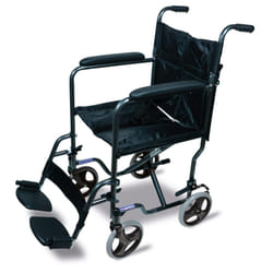 Aidapt Folding Lightweight Attendant Propelled Steel Wheelchair with Brakes, Lap Strap, Removable Foot Rests. Ideal for Every Day