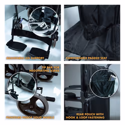 Aidapt Folding Lightweight Attendant Propelled Steel Wheelchair with Brakes, Lap Strap, Removable Foot Rests. Ideal for Every Day