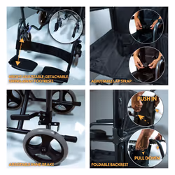 Aidapt Folding Lightweight Attendant Propelled Steel Wheelchair with Brakes, Lap Strap, Removable Foot Rests. Ideal for Every Day