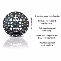 Vintage Garden Wall Thermometer Indoor Outdoor Open Face 33cm Weatherproof