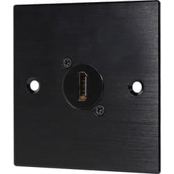 Black Wall Face Plate Electrical AV Slim Series 1 x HDMI 90 Degree Feedthrough Wall Plate Metal