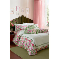 Cath Kidston Duvet Cover Set Quilt Cover Bedding Floral Sage Dolly Rose - King, Green