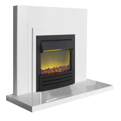 Adam Belair White Marble Fireplace with Eclipse Black Electric Fire, 4
