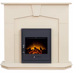 Adam Abbey Fireplace in Stone Effect with Oslo Electric Fire in Black, 48 Inch